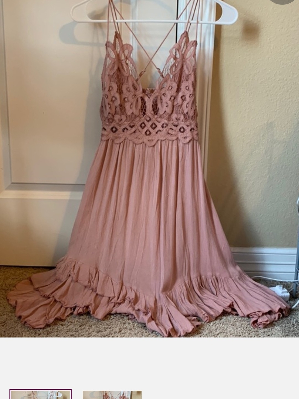 Dusty Rose Crochet Bodice Maxi Dress
